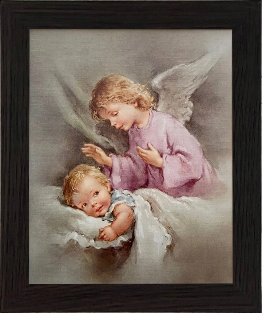 Vászonkép 30x25 Őrangyal Angyal Keret Wenge Keresztelő