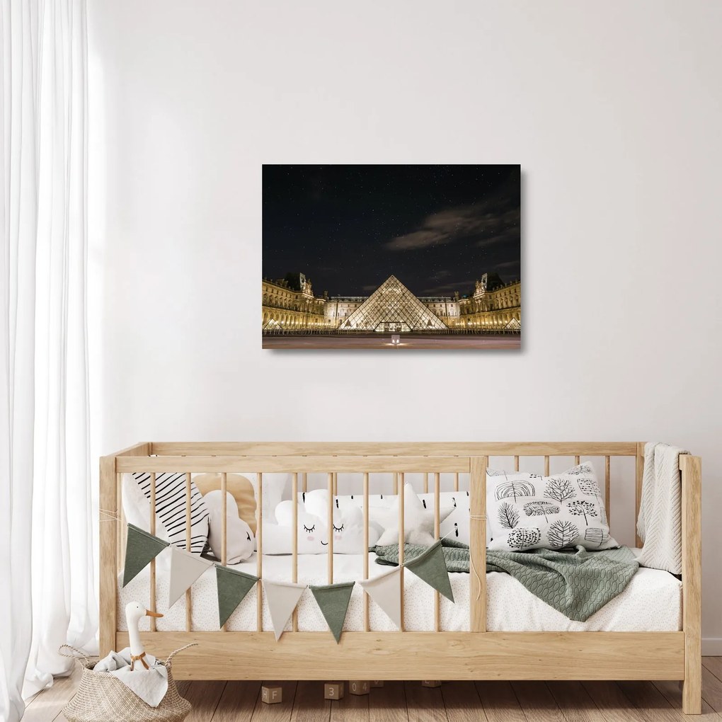 Kép - Louvre éjjel (üvegen) (70x50 cm)