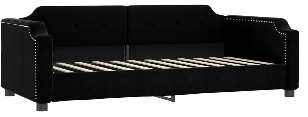 fekete kihúzható szövet heverő matracokkal 80 x 200 cm