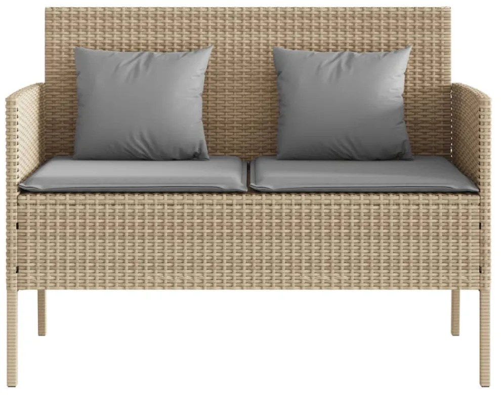 bézs polyrattan kerti pad párnákkal