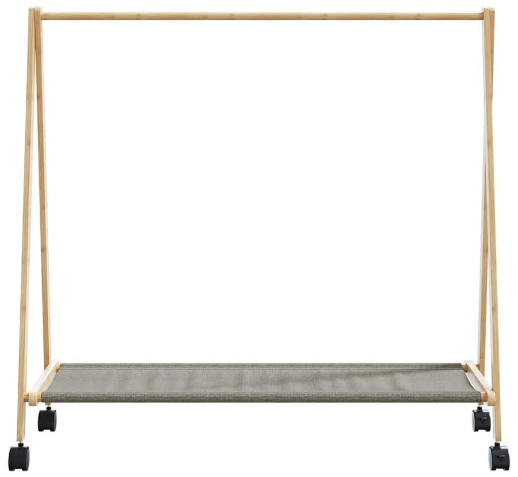 bambusz ruhaállvány polcokkal és kerekekkel 103 x 40 x 183 cm