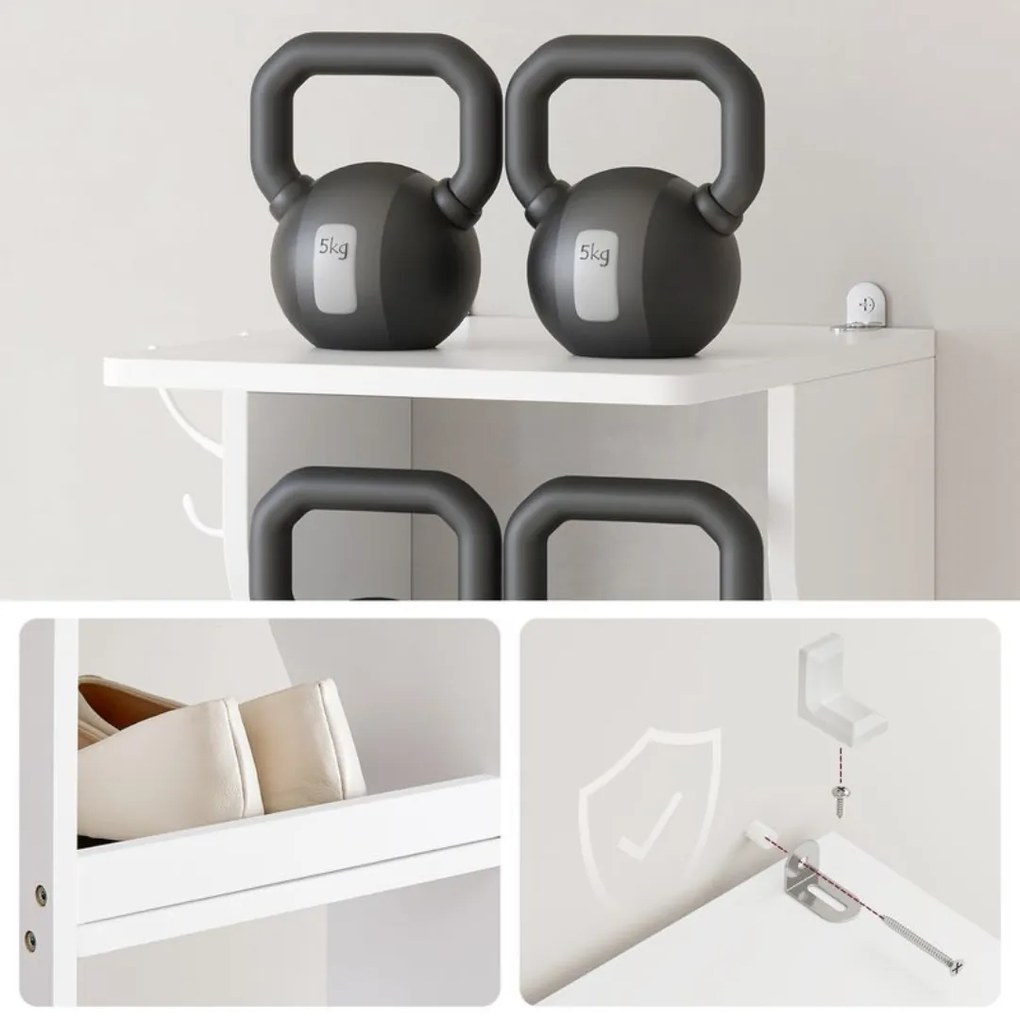 CINDY cipőtartó, 6 szint, 30x26,4x110,4 cm, fehér Vasagle