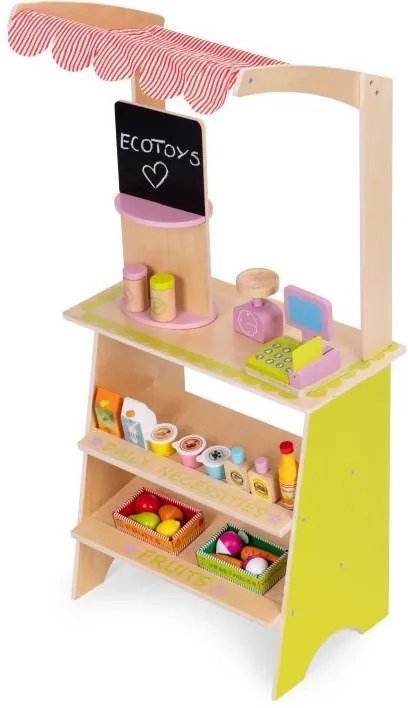 Fából készült gyermekbódé - zöldség- és gyümölcsbolt