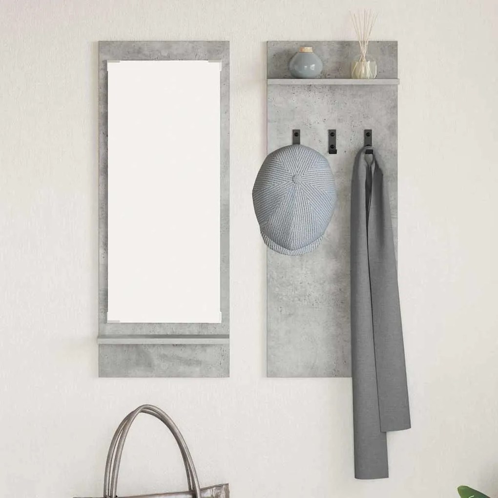 Fali Kabáthorog polcokkal Beton szürke 70 x 10 x 90 cm Faanyag