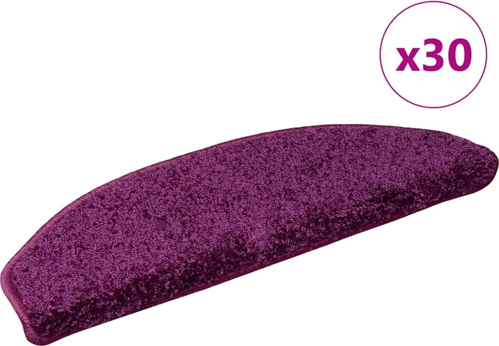 vidaXL 30 db lila, félkör alakú, nagy lépcsőszőnyeg 65 x 21 x 4 cm