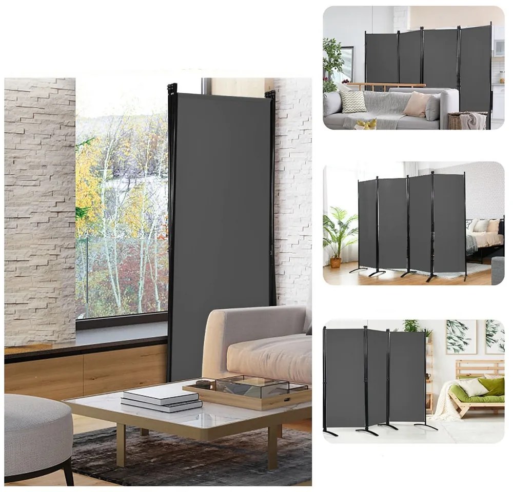 4 paneles paraván 173cm szürke