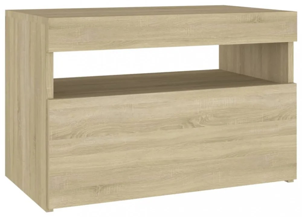 sonoma tölgy színű TV-szekrény LED-lámpákkal 60 x 35 x 40 cm