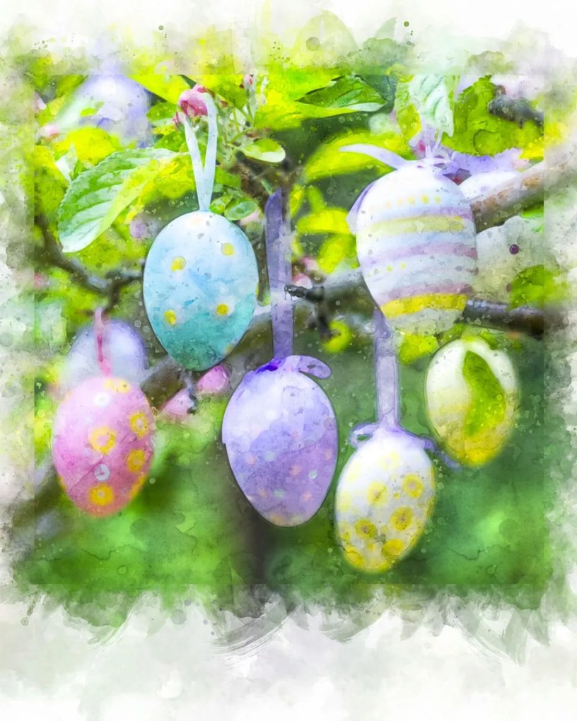 Poszter 40x50cm Húsvéti tojások lógnak az ágakon 2, Assaf Frank