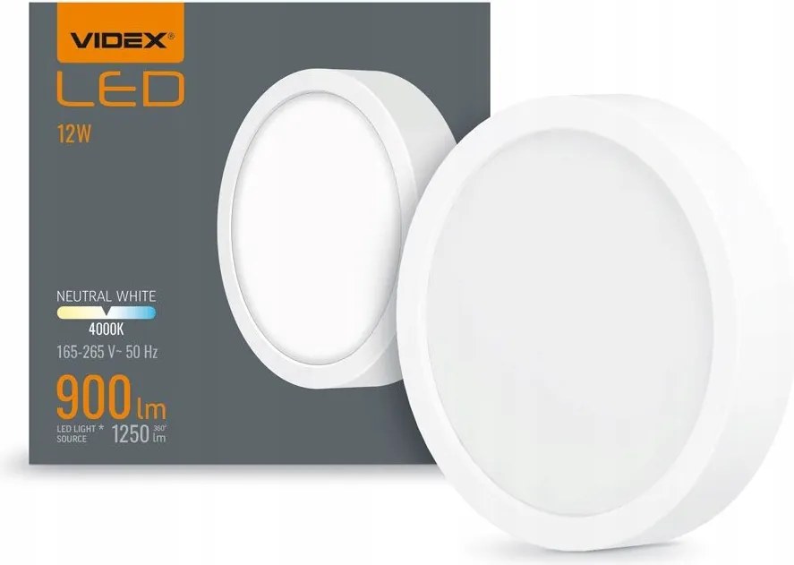 Led panel Falra szerelhető lámpatest Plafon 12W 1250lm 4000K Semleges Fehér Videx