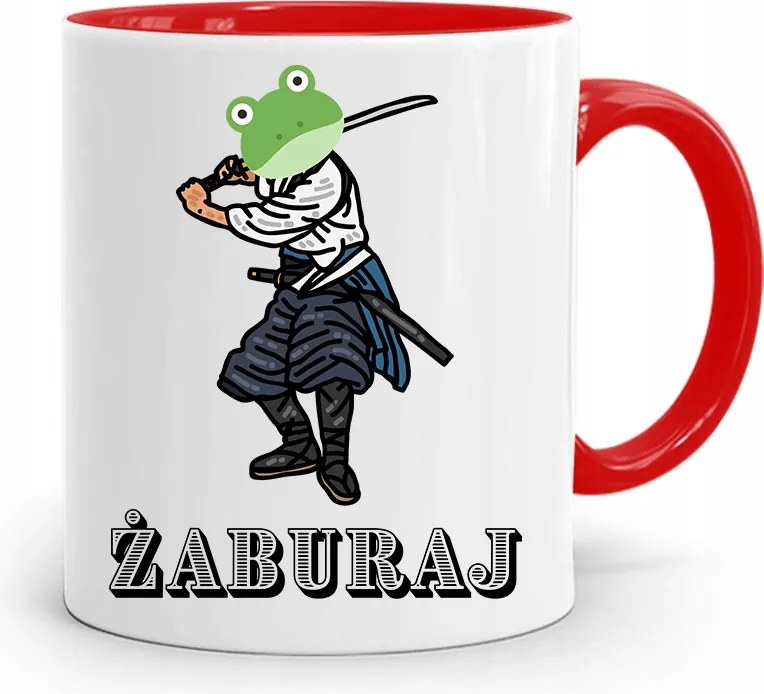 Bögre Piros Vicces Béka Szamuráj nyomott mintával