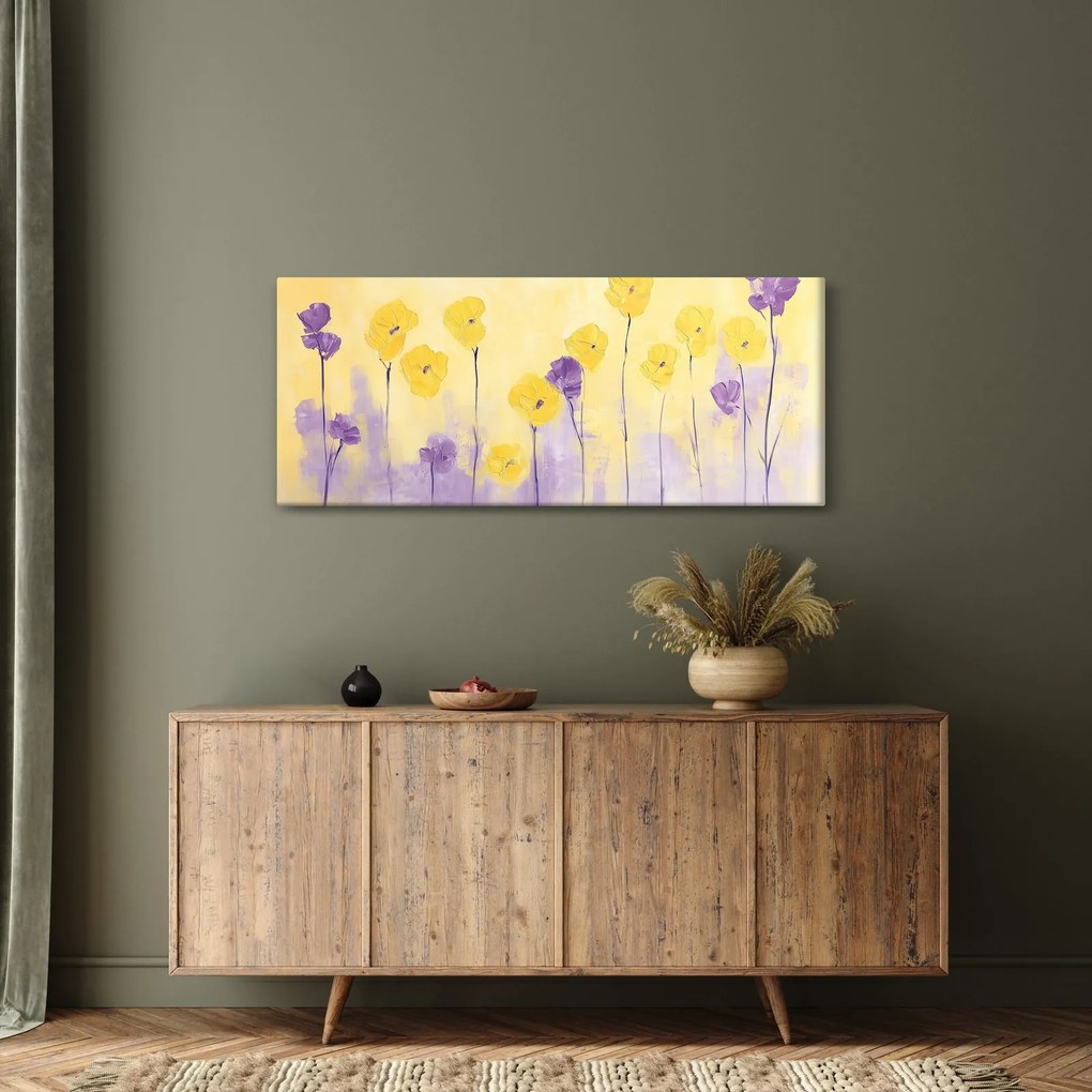 Kép - Lila és sárga virágok (120x50 cm)