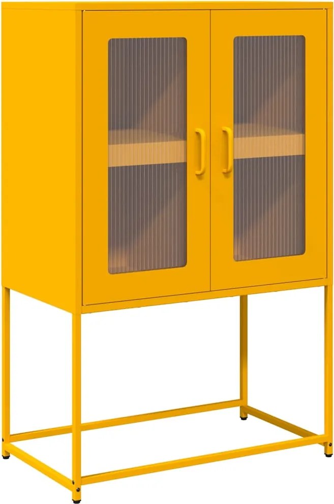 vidaXL Highboard Mustársárga 68x39x107 cm Acél