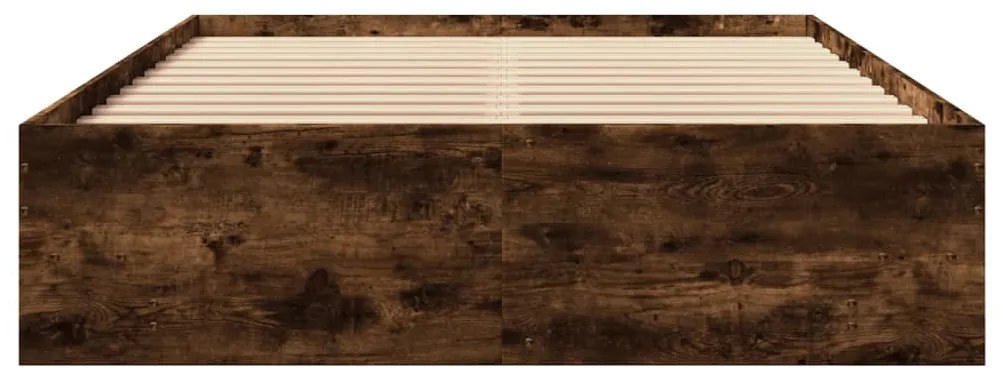 füstös tölgy színű szerelt fa ágykeret matrac nélkül 140x200 cm