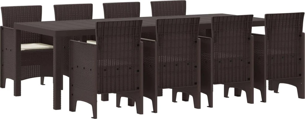 vidaXL Kert étkező szett 9 pcs Barna Polipropilén