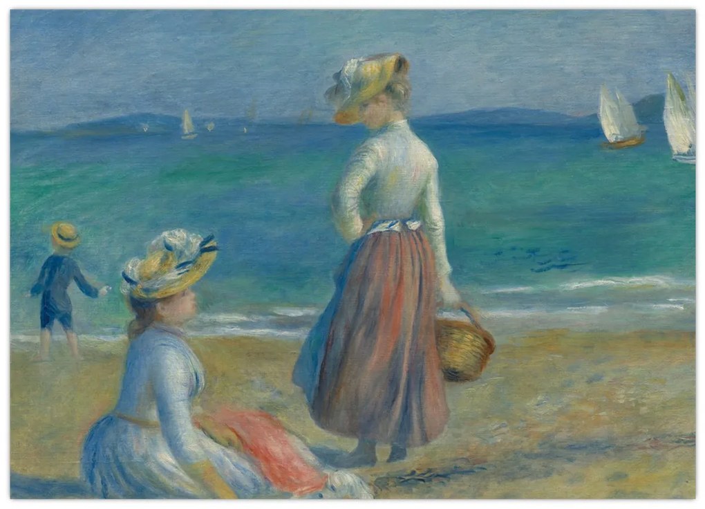 Üveg kép - Auguste Renoir, Figures on the Beach, reprodukciók (70x50 cm)