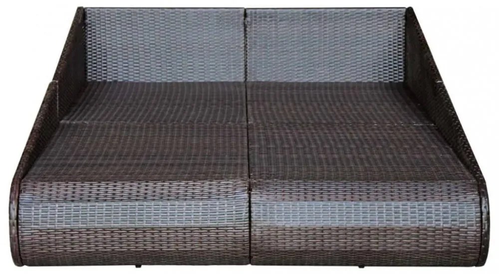 barna polyrattan kerti ágy 110 x 200 cm