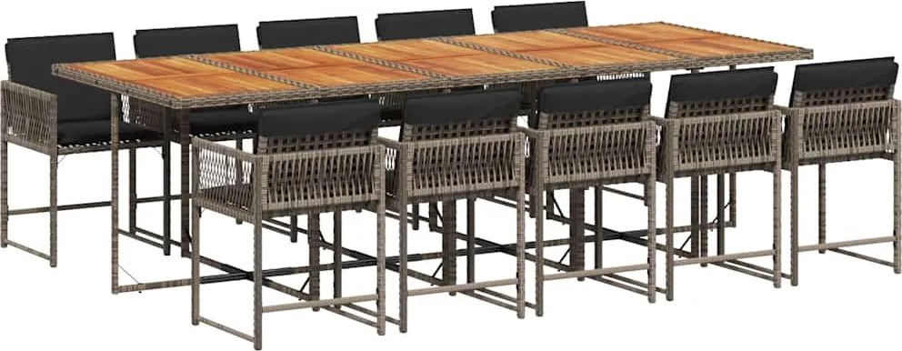 vidaXL 11 részes szürke polyrattan kerti ülőgarnitúra párnákkal