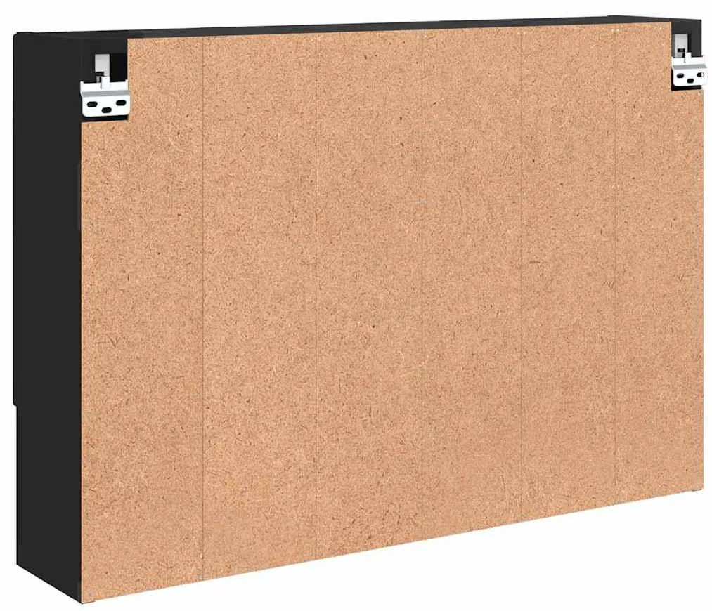 Fürdőszobai tükörszekrény Fekete 80 x 17 x 55 cm Faanyag