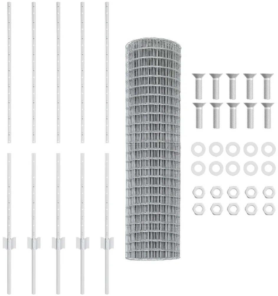 Kertkerítés Készlet 2 db Horganyzott Acél 10 x 1,2 m Tartós