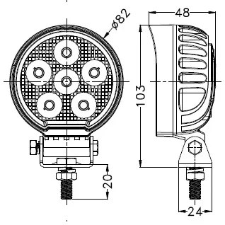 LED Autós spotlámpa BLACK LED/24W/10-30V IP69 5700K kerek