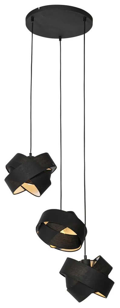 Modern lógólámpa fekete 3-lámpás - Cloth