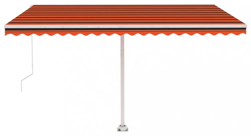 narancs-barna kézzel kihúzható póznás napellenző 400 x 300 cm