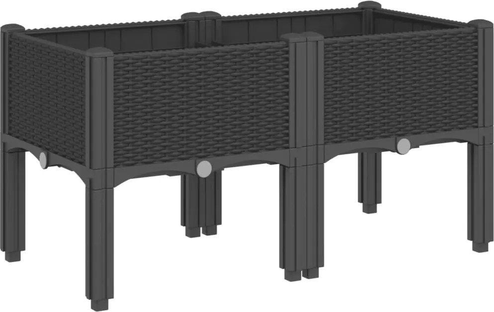 vidaXL fekete PP rácsos kerti ültetőláda 80 x 40 x 42 cm