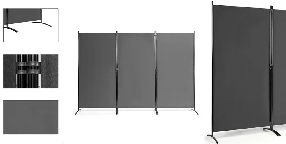 Mobil térelválasztó 260x180cm, szürke