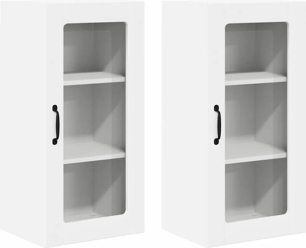 vidaXL Konyhaszekrény polcokkal 2 pcs Fehér 40 x 31 x 80 cm Faanyag