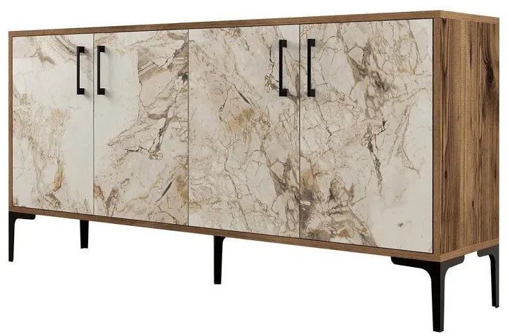 Konzolasztal Kiev 160 - Diós, Fehér Marble