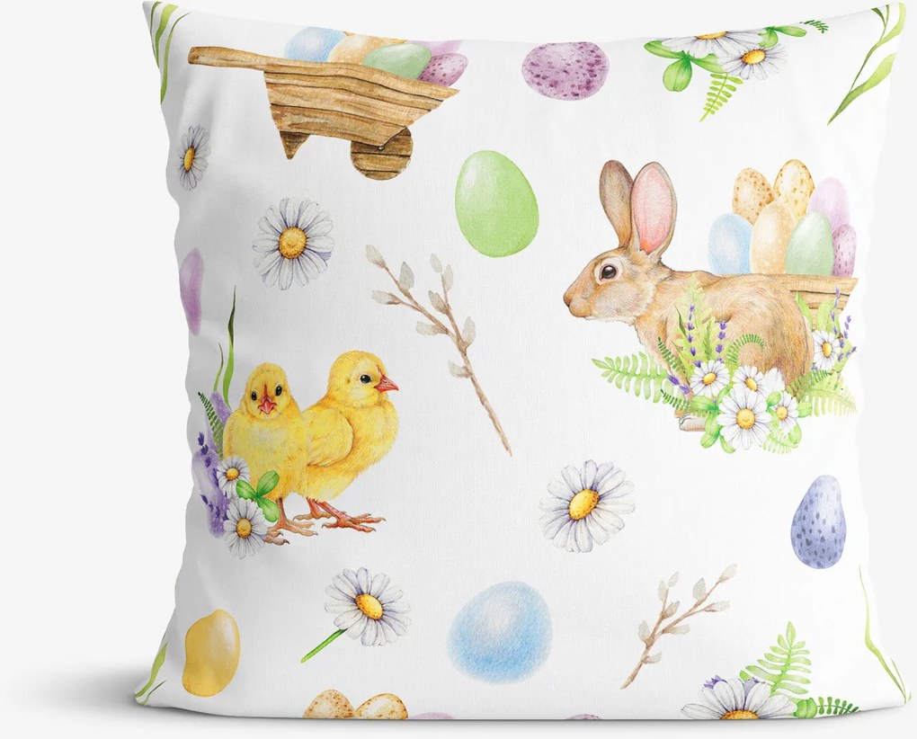 Goldea húsvéti díszpárnahuzat - húsvéti szimbólumok 45 x 45 cm