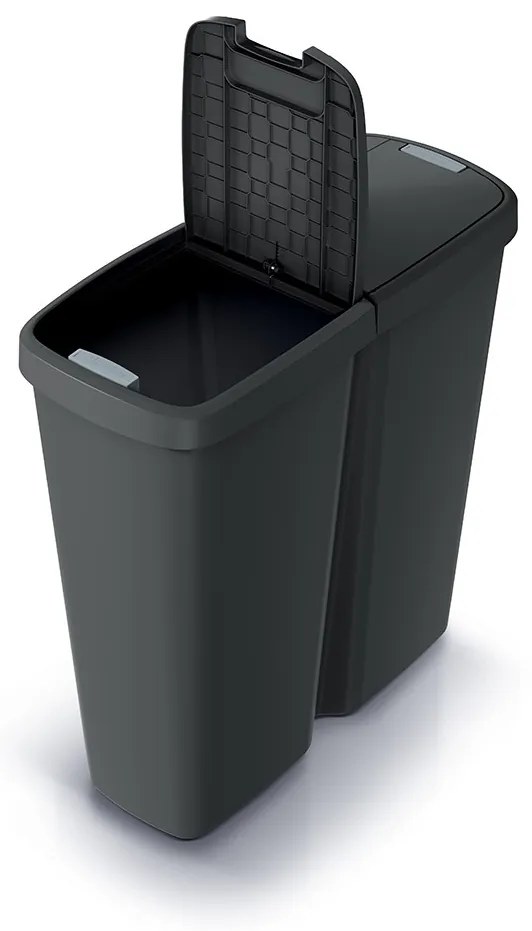 Hulladékgyűjtő DUO fekete, 50 l, fekete
