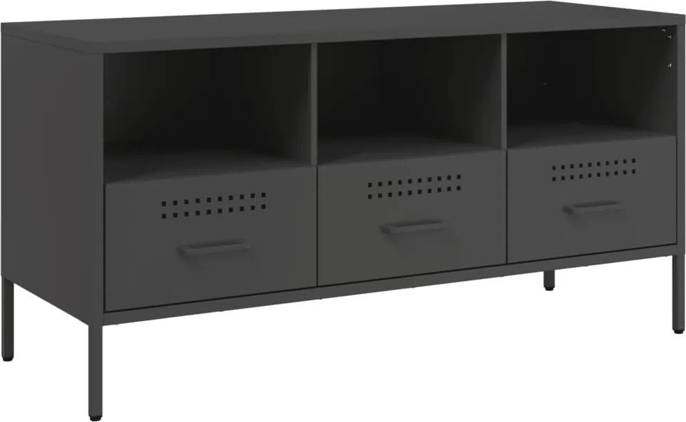 vidaXL fekete acél TV-szekrény 100,5 x 39 x 50,5 cm