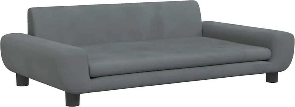 vidaXL sötétszürke bársony kutyaágy 100 x 54 x 33 cm