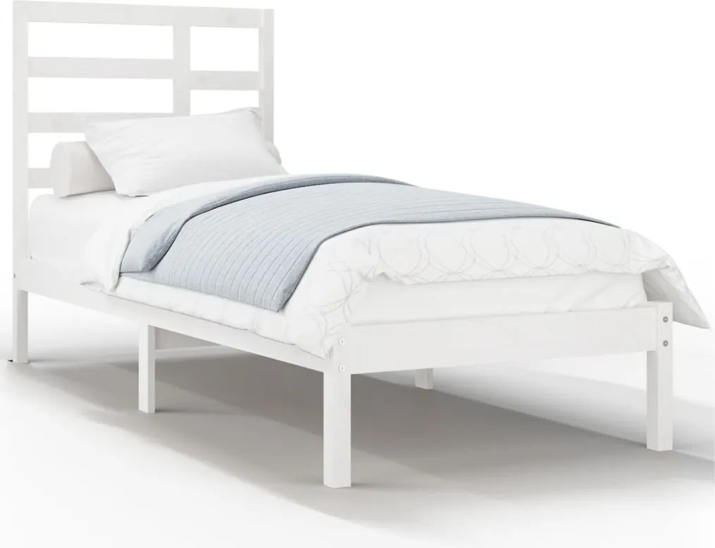 vidaXL Single fehér tömör fa ágykeret 90 x 190 cm