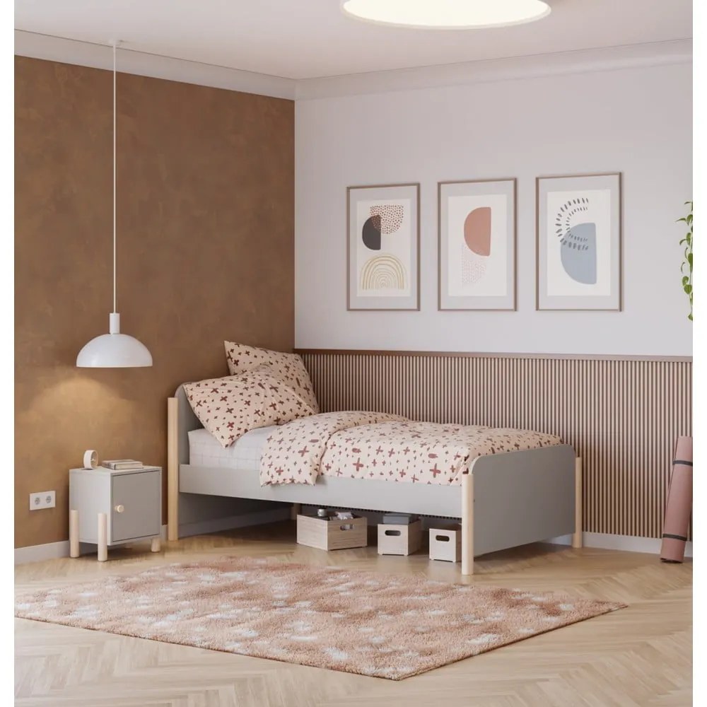 Krémszínű borovi fenyő gyerek éjjeliszekrény Enola – Marckeric