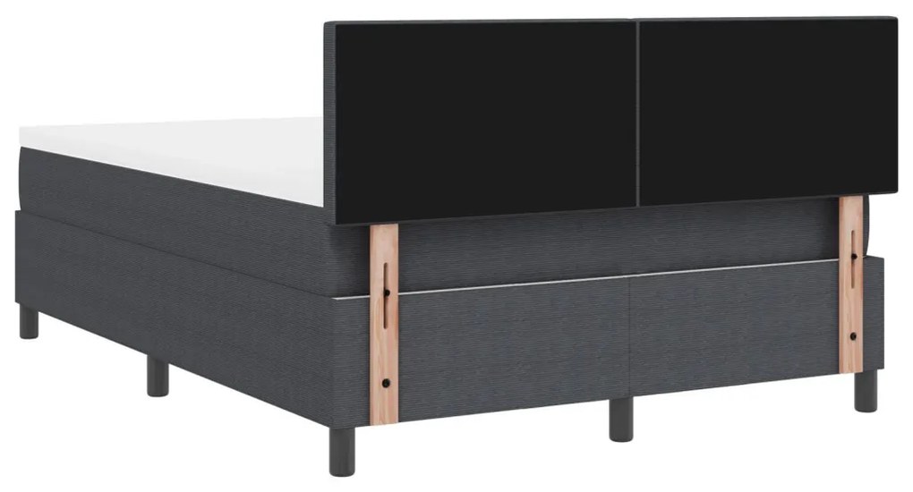 Box Spring Ágy Matraccal Sötét Szürke 160x200 cm Kordbársony Anyag