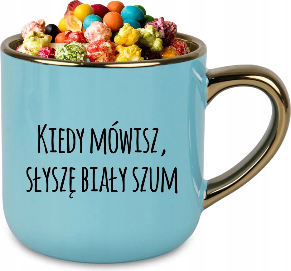 Bögre Elegant XXL Kék 400ml Kerámia Vicces kütyü Hallom A Fehér Zajt