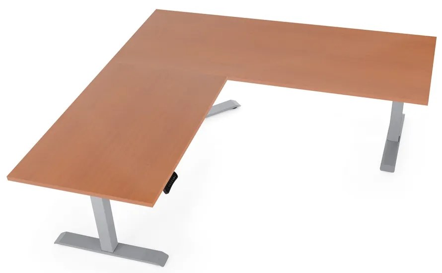 OfficeTech Angle állítható magasságú asztal, 180 + 120 cm, szürke alap, cseresznye