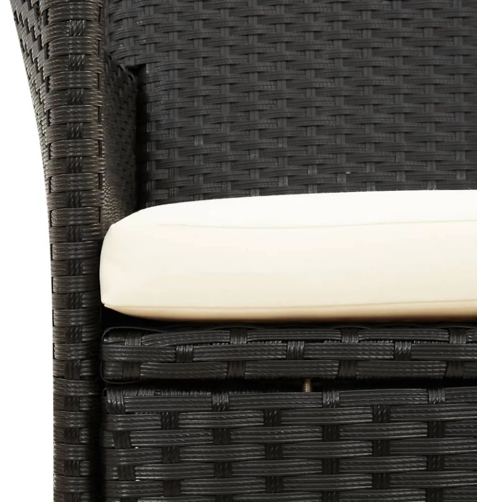 vidaXL 9 részes fekete polyrattan kültéri étkezőszett párnákkal