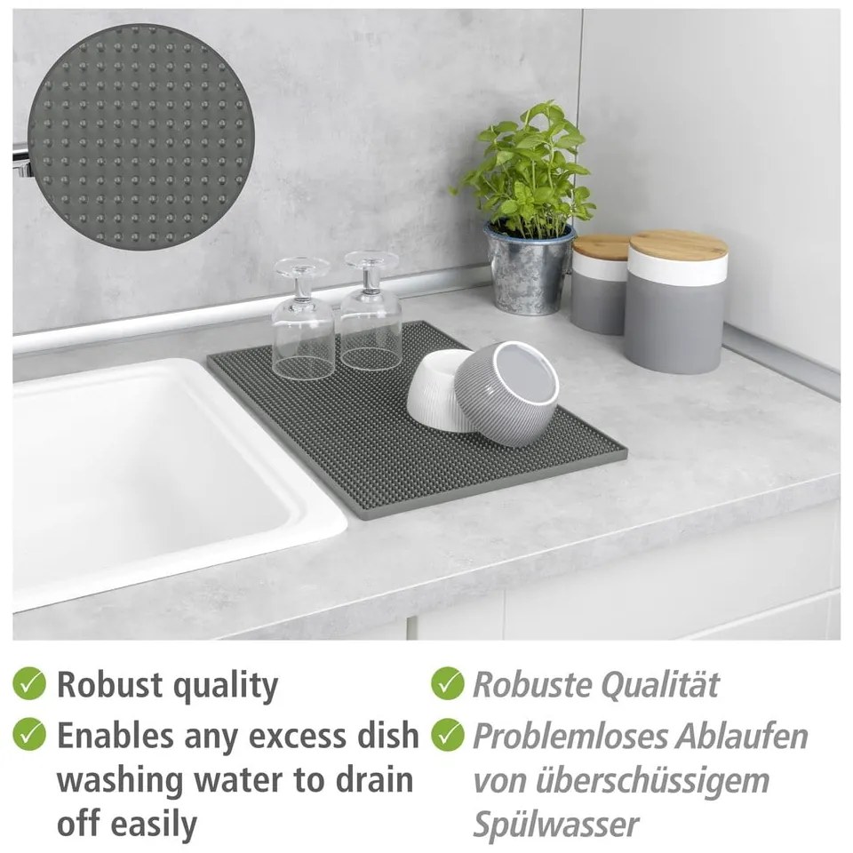 Szürke gumi edénycsepegtető alátét 40x30 cm Maxi – Wenko