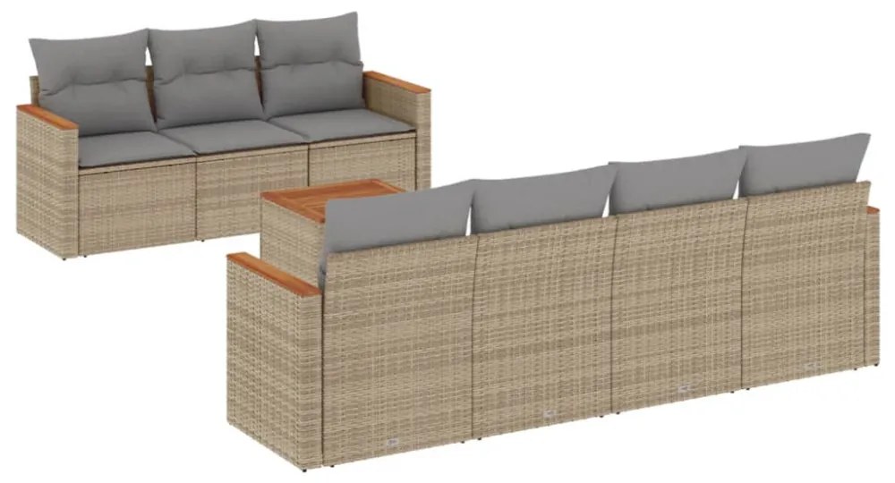8 részes vegyes bézs polyrattan kerti ülőgarnitúra párnákkal