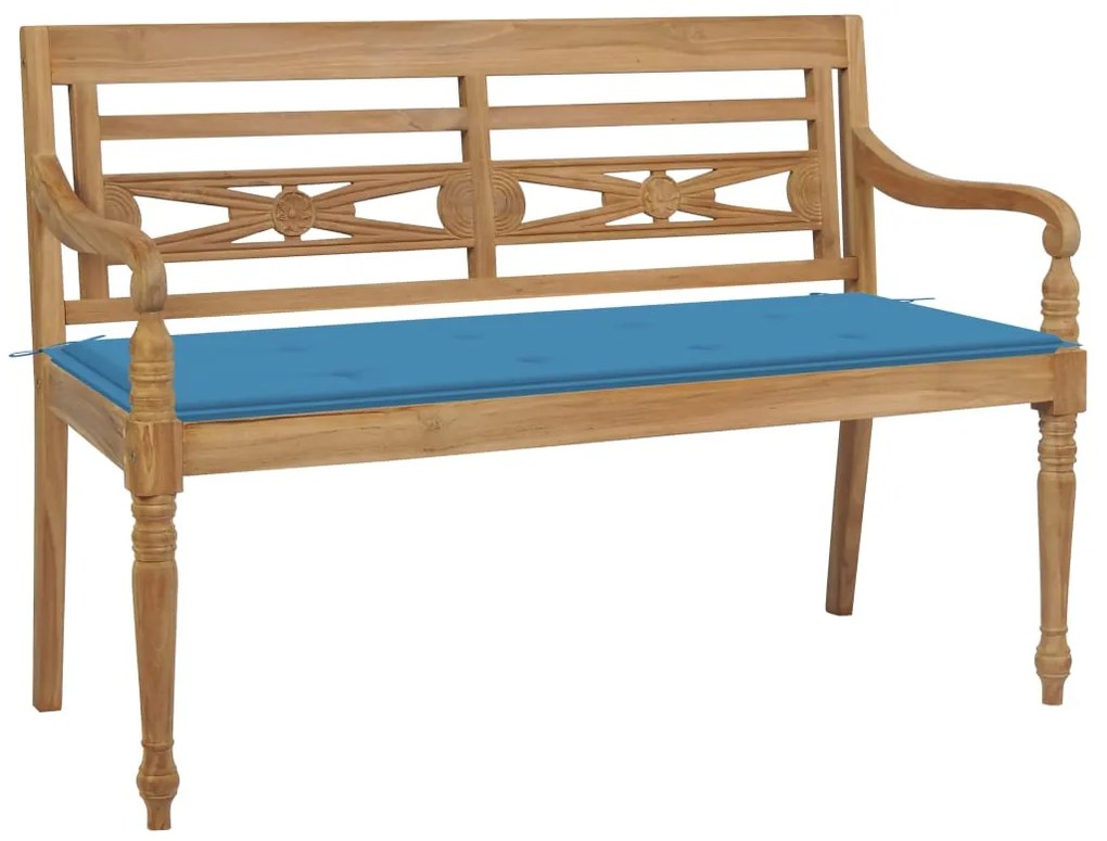 vidaXL tömör tíkfa Batavia pad kék párnával 120 cm