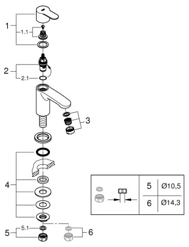 GROHE 23039002 - Álló mosdócsaptelep EUROSTYLE COSMOPOLITAN, XS méret, króm