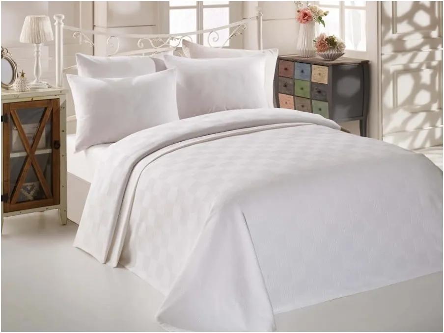 Single Pique Puro fehér pamut ágytakaró kétszemélyes ágyra, 200 x 234 cm
