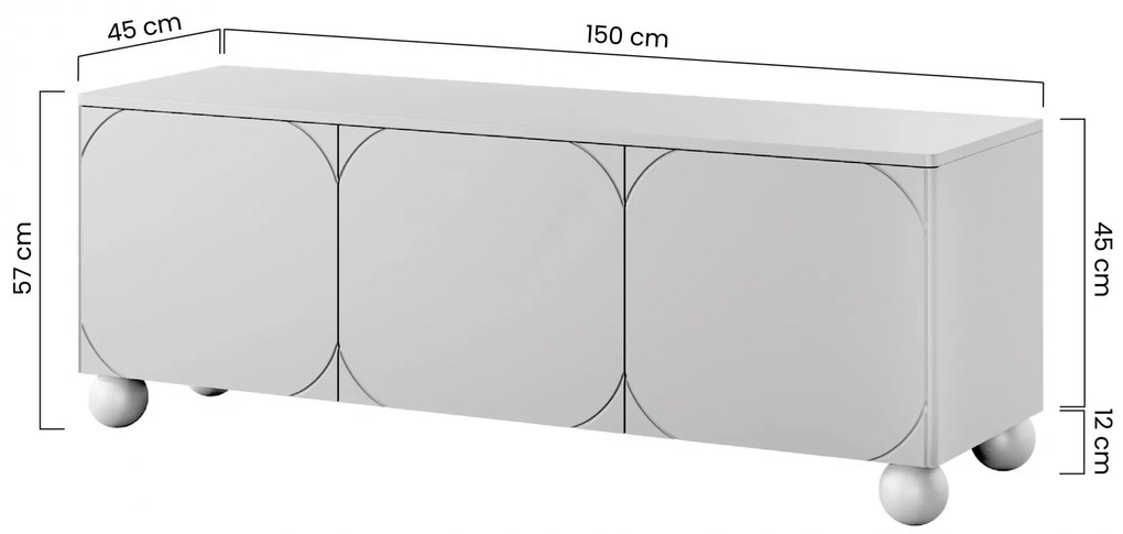 Sonatia II kétajtós komód, két rejtett fiókkal - 120 cm - kasmír