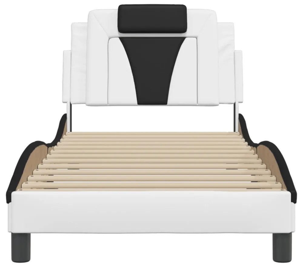 fehér és fekete műbőr ágykeret Viana matrac nélkül 90x190 cm