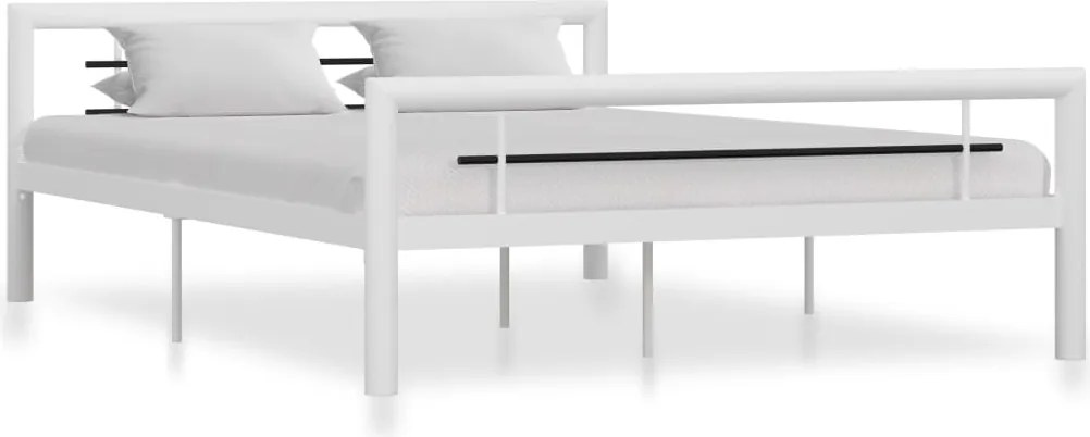 vidaXL fehér és fekete fém ágykeret 160 x 200 cm