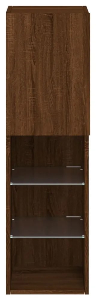 2 db barna tölgy színű TV-szekrény LED-ekkel 30,5 x 30 x 102 cm