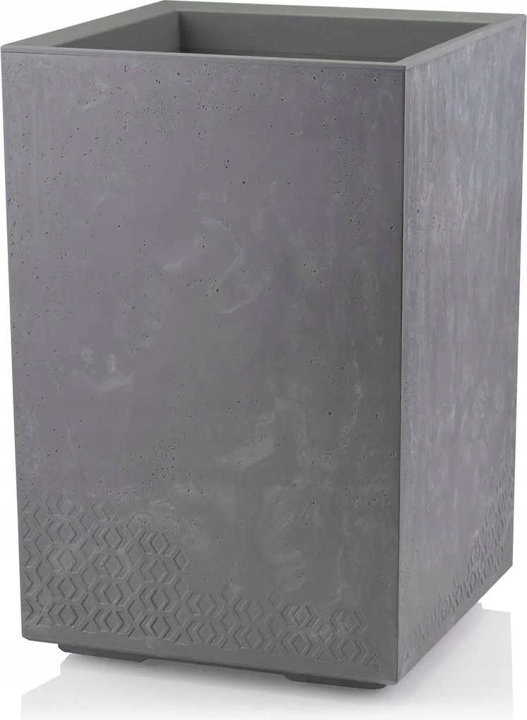 Virágtartó Oszlop Beton utánzat szürke beton H60x40 cm teraszra Loft kerekek